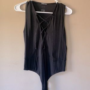 Black lace up bodysuit